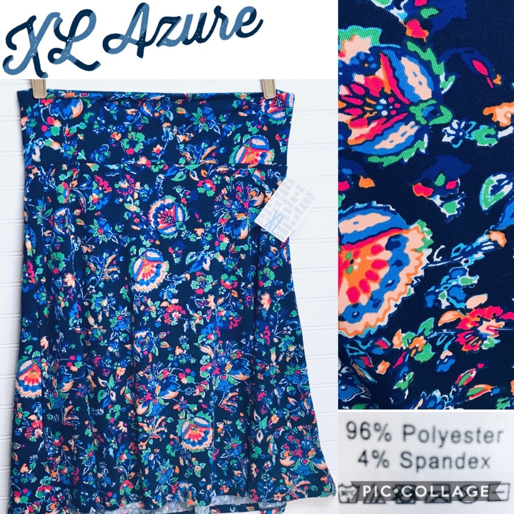 -XL Lularoe Azure Skirt- Cute Navy Floral-💙